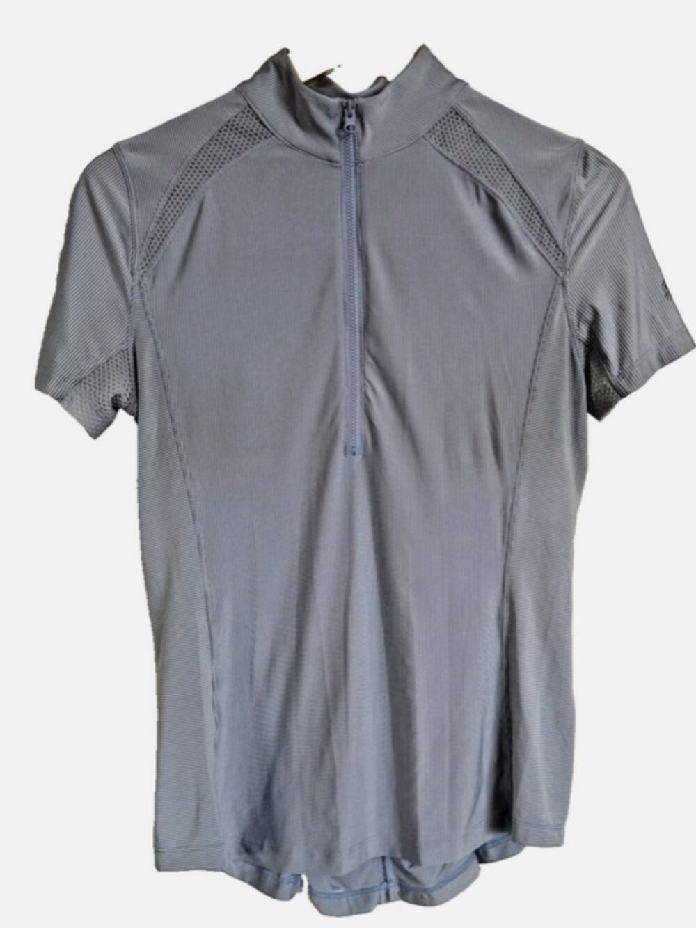 GOODE RIDER Schooling Shirt Size XS Blue Stripe Shirred Equestrian